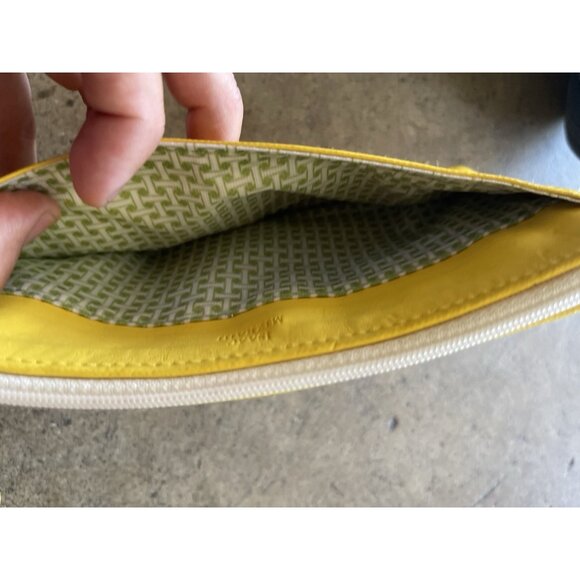 Isaac Mizrahi Zip Women’s Wristlet Tan Yellow Green Leather Multi Pocket - Picture 8 of 13